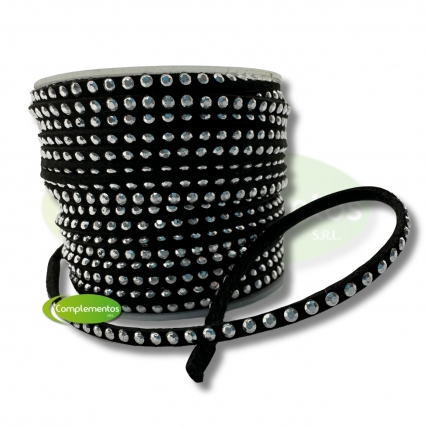 Galon gamuza 3mm c/tacha negro x 10 yd