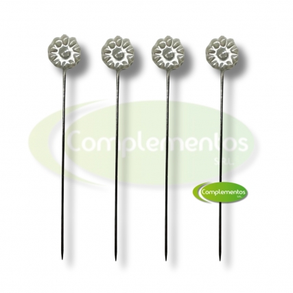 Alfiler fantasia flor blanco x 144 unid