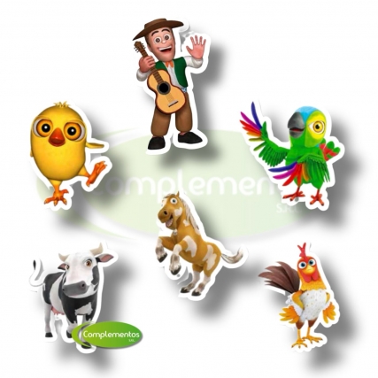 Aplic.estam.personaje granja md x 6 uni