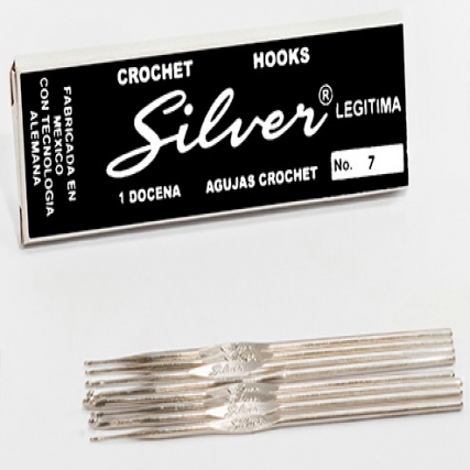 Aguja crochet silver caja x 12 unid , Agujas para tejer