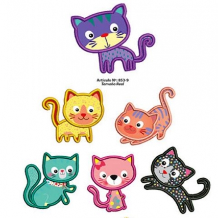 Aplicacion bord. gatitos collage x 6 uni