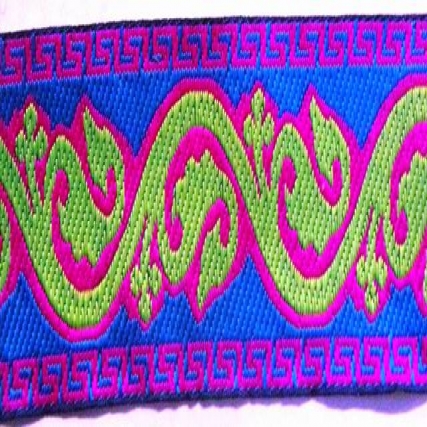 Galon bordado 5 cm celeste x 10 yd