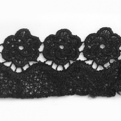 Guipure pol. 52mm negro flores x 15 yd