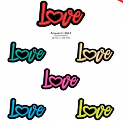Aplicacion bordado love x 6 unid